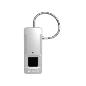 FipiLock FL-P4 Pearl Black/Silver Ip65 Outdoor Waterproof Plastic Fingerprint Lock Biometric Padlock Portable Outdoor PodLock - Your Finger is Key