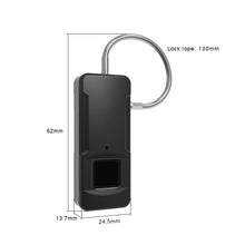 Load image into Gallery viewer, FipiLock FL-P4 Pearl Black/Silver Ip65 Outdoor Waterproof Plastic Fingerprint Lock Biometric Padlock Portable Outdoor PodLock - Your Finger is Key