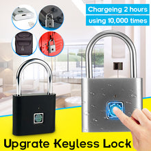 Load image into Gallery viewer, Security keyless USB Rechargeable Door Lock Fingerprint Smart Padlock Quick Unlock Zinc Alloy Metal Self Developing Chip