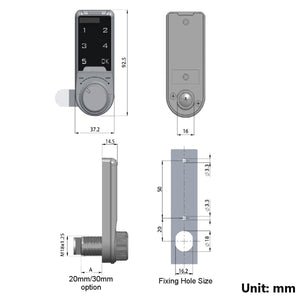 Touch Keyboard Digital Code Combination Cam Password Revolving Tongue Lock Cabinet Drawers Fingerprint Password Unlock Anti-Theft Padlock Door Luggage Case Lock