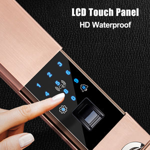 Aluminum Alloy 5-in-1 Anti-thief Security Electronic Smart Door Lock APP Touch Password Keypad Card Fingerprint