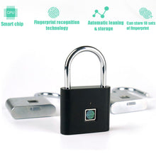 Load image into Gallery viewer, Security keyless USB Rechargeable Door Lock Fingerprint Smart Padlock Quick Unlock Zinc Alloy Metal Self Developing Chip