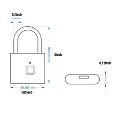 Load image into Gallery viewer, Security keyless USB Rechargeable Door Lock Fingerprint Smart Padlock Quick Unlock Zinc Alloy Metal Self Developing Chip